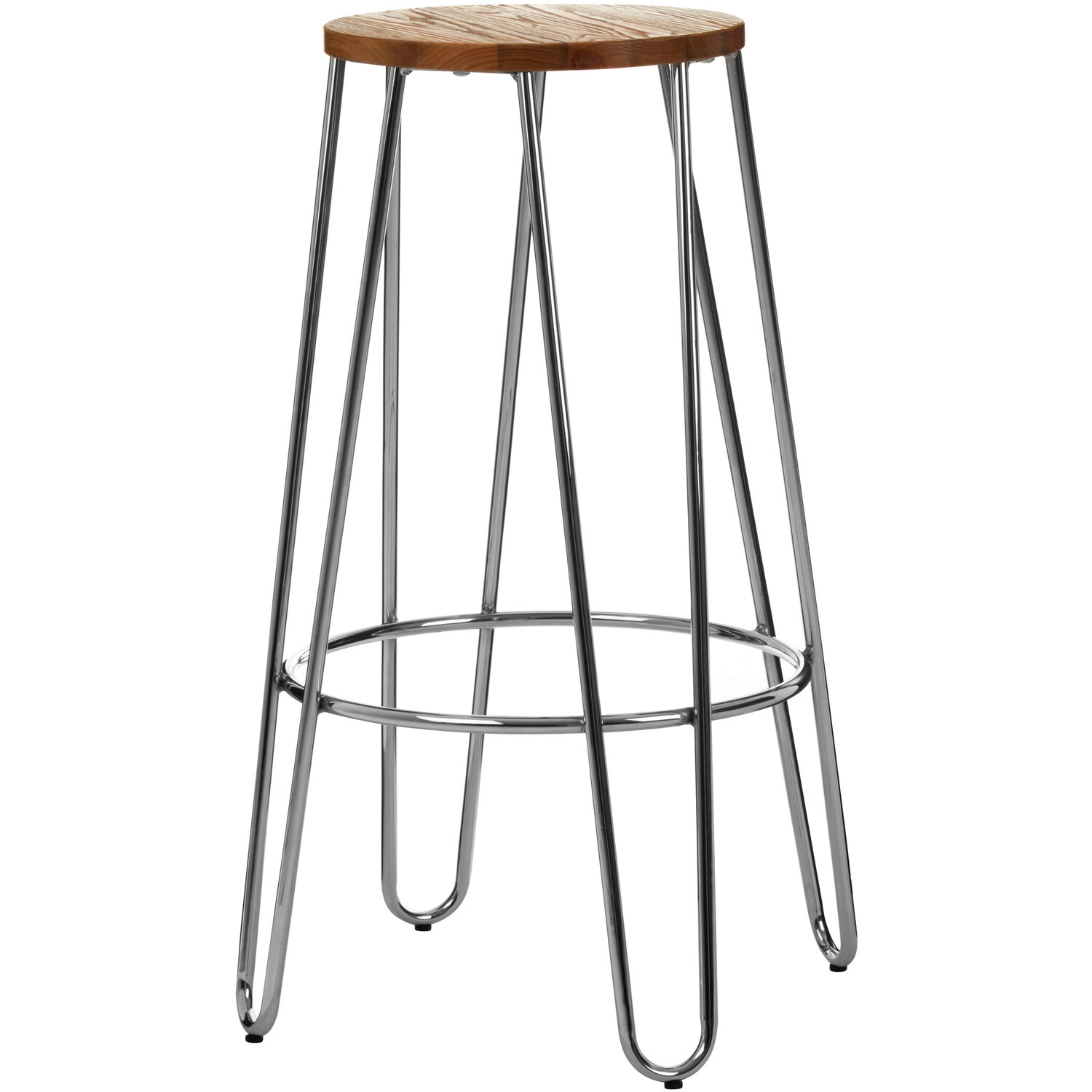 District Chrome Hairpin Stool - Silver