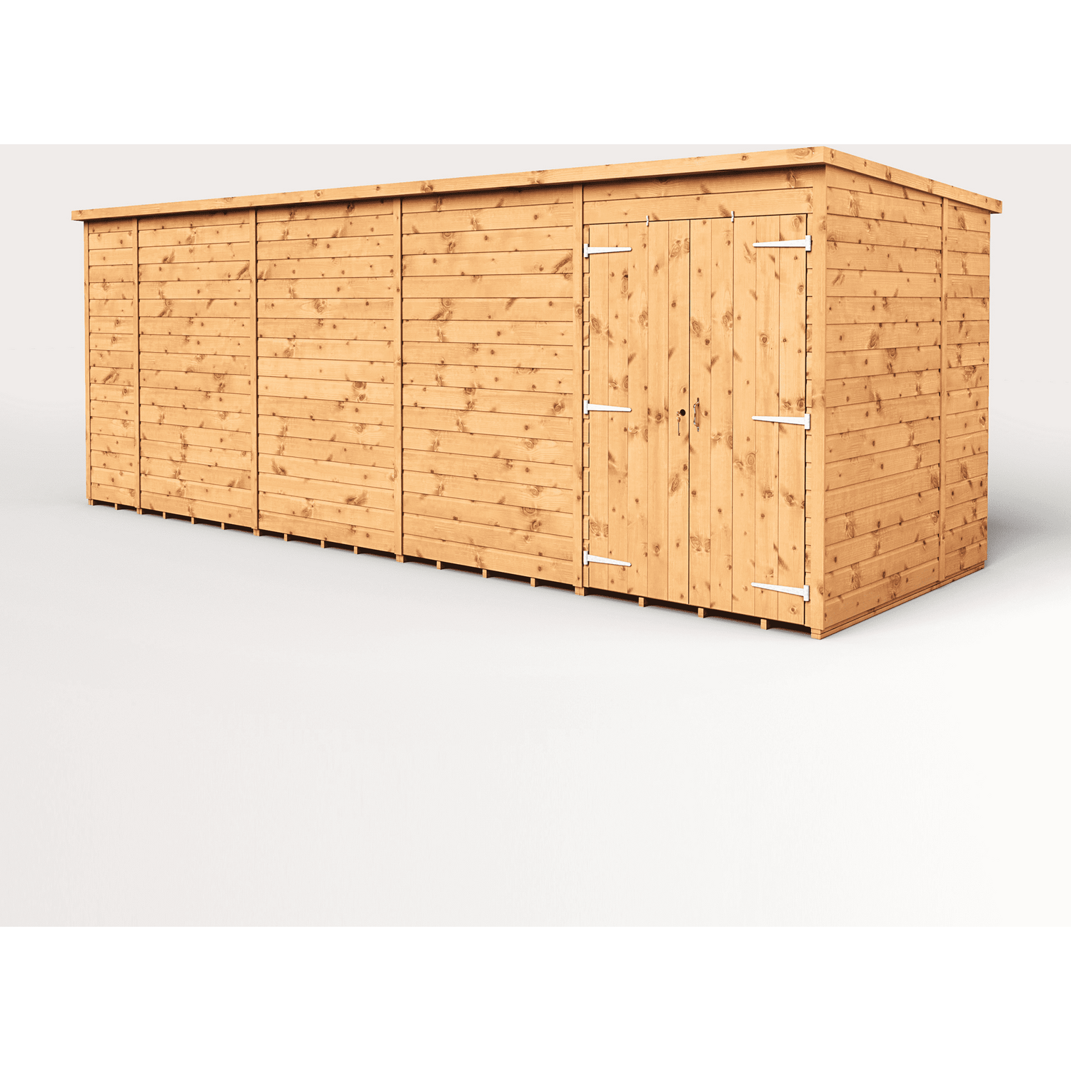 Empire 18x6 Modular Pent Garden Shed with a Double Door - Brown