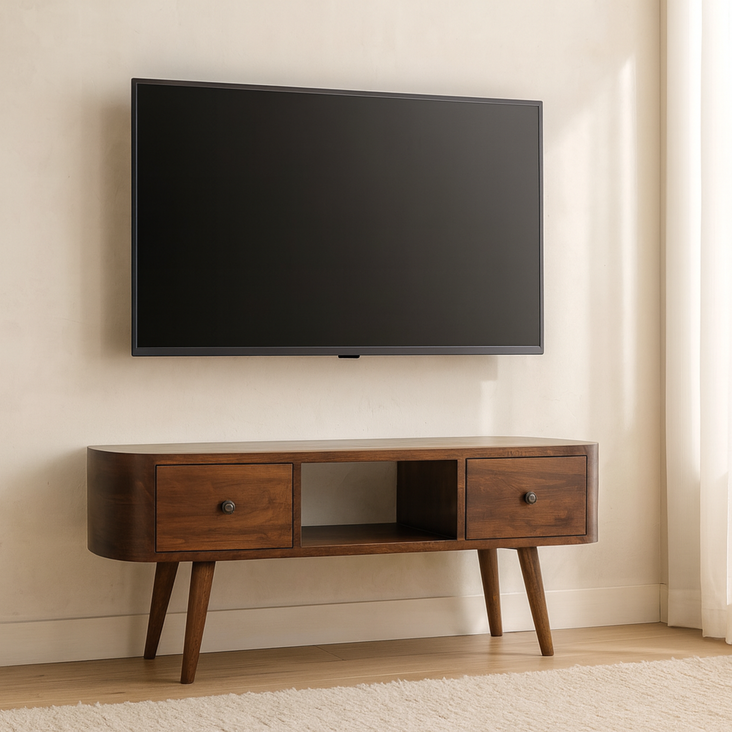 Artisan Furniture Solid Wood Chestnut Round Open Media Unit - Brown