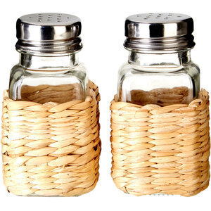 Country Cottage Glass/Rattan Salt And Pepper Set (1403156)