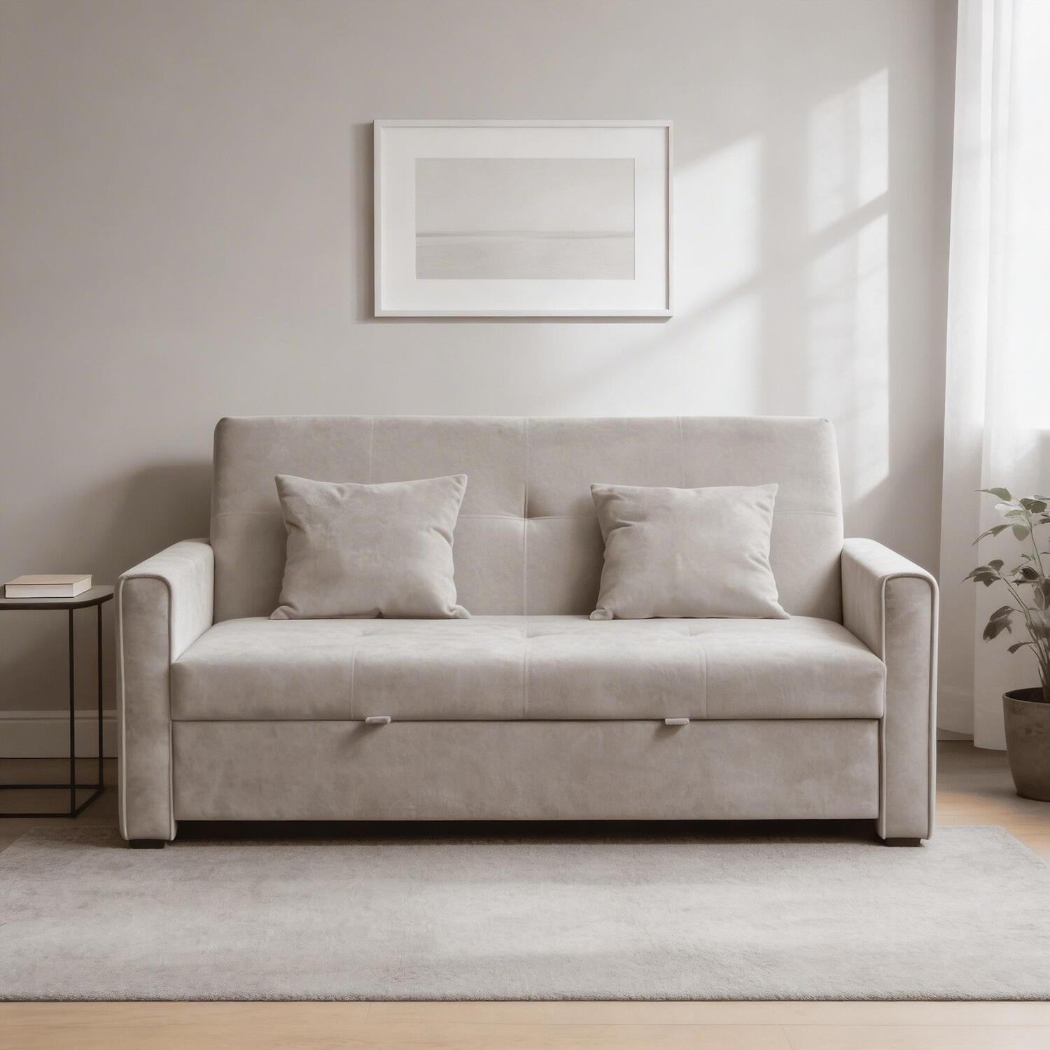 Home Source Charleston 2 Seater Velvet Sofa Bed