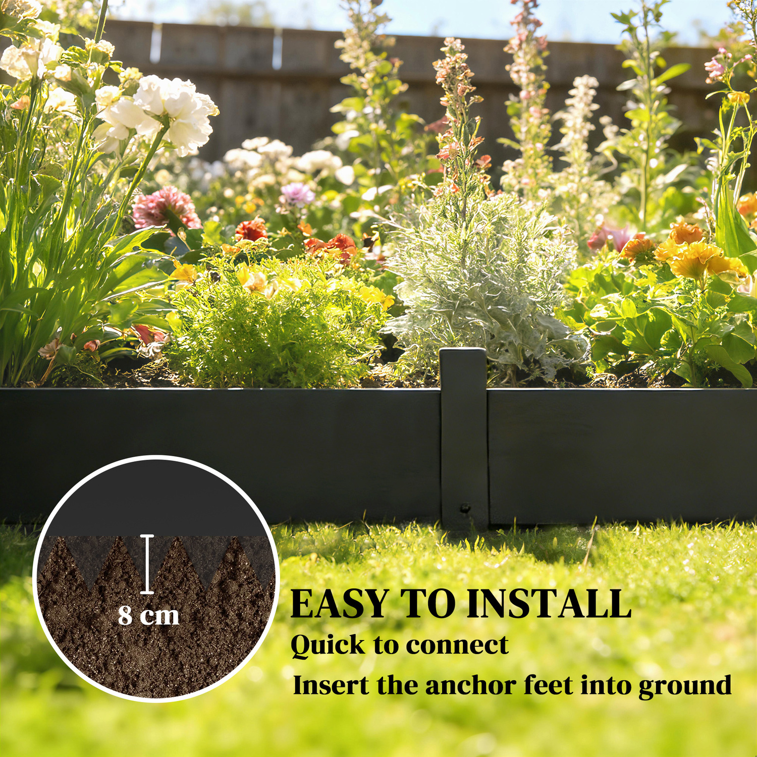 B&Q - 5Pcs Garden FenceNo Dig Metal Outdoor Picket Fence PanelsBlack - Image 3