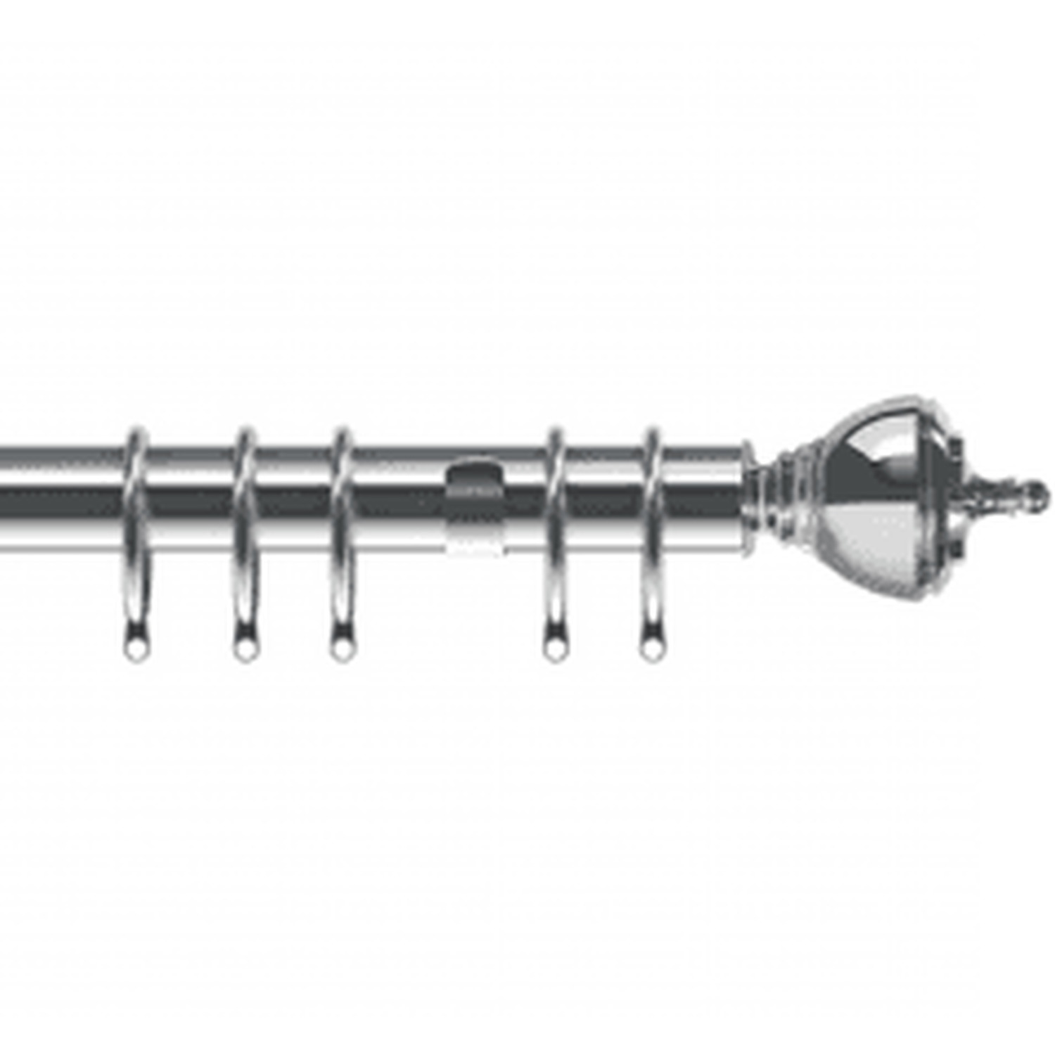 35mm Fixed Length Metal Curtain Pole Set Chrome Vienna Finial - Chrome / 240cm