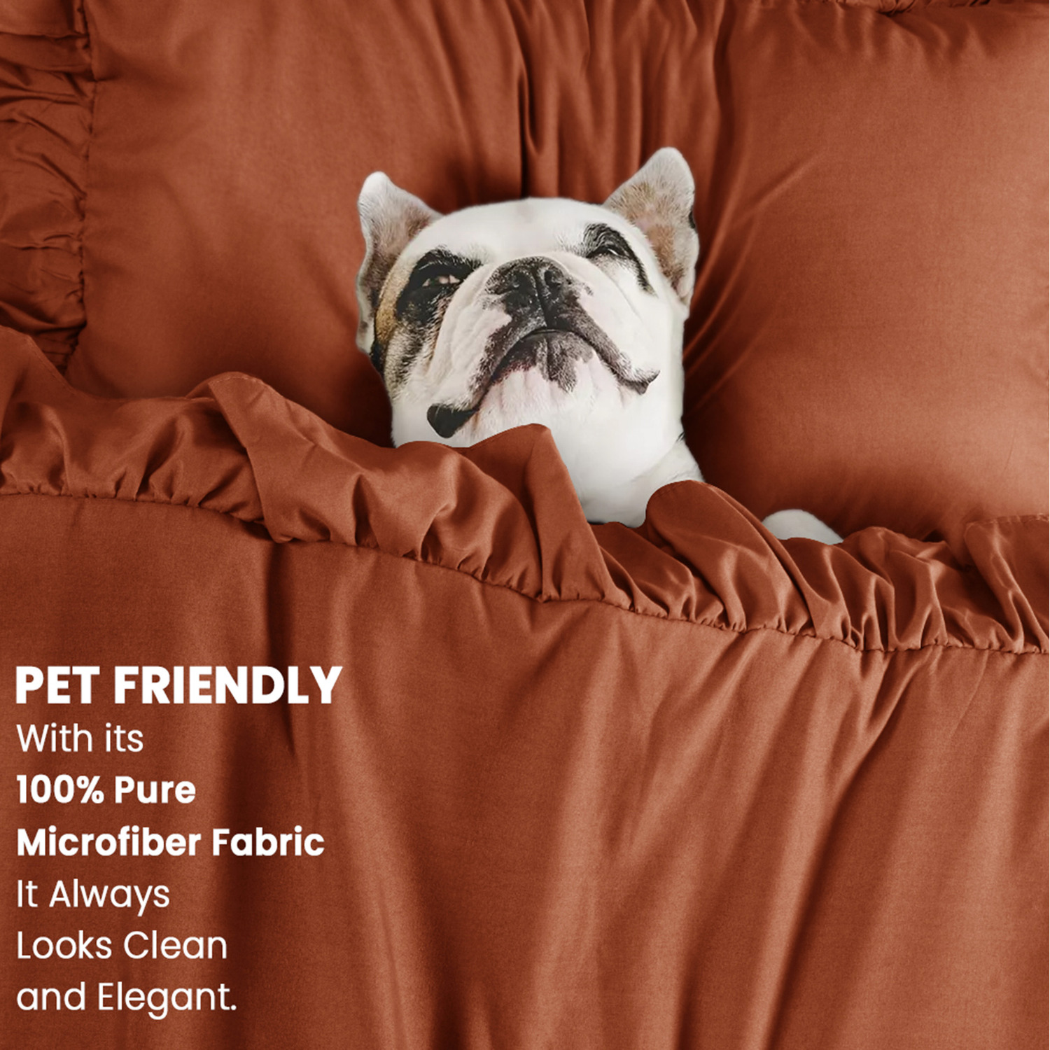 New Ruffled Borders Duvet Cover Set - Rust Double