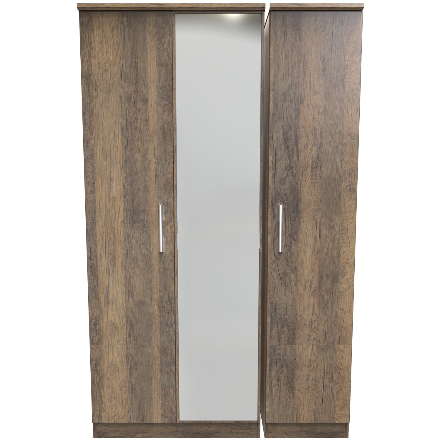 Contrast Ready Assembled 3 Door Mirrored Wardrobe - Vintage Oak