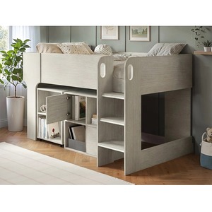 Leo Mid Sleeper with Desk & Storage Scandi Light Oak