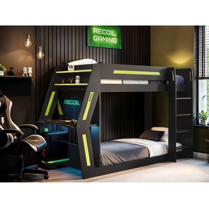 Alister Gaming Bunk Bed with Desk Charcoal & Green
