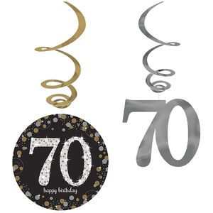Amscan Swirl 70th Hanging Decoration (Pack of 12)