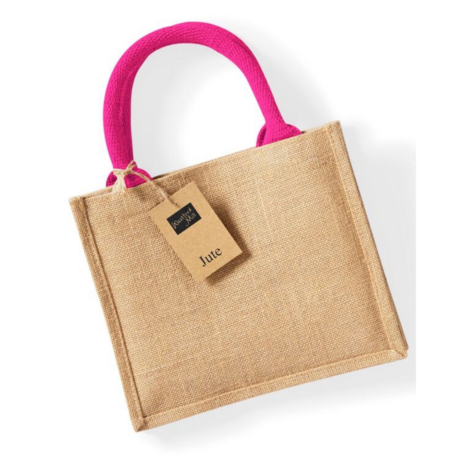 Westford Mill Jute Mini Gift Bag - Natural/Fuchsia