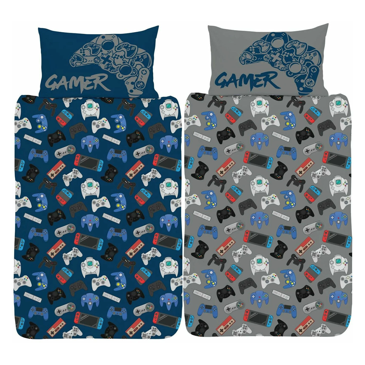 Floso Gamer Game Controller Reversible Duvet Set - Multicoloured / Single