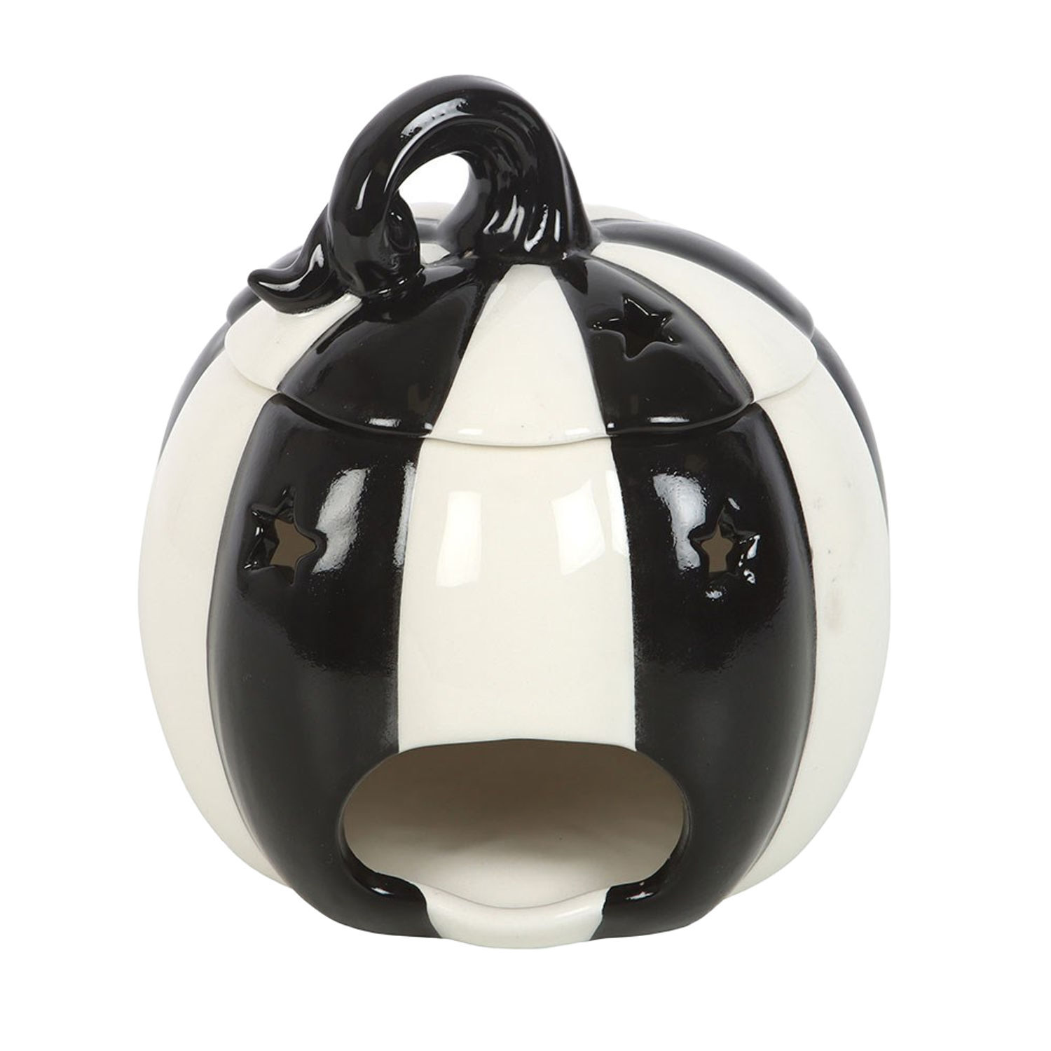 Something Different Strange & Unusual Striped Pumpkin Oil Burner - Black/White