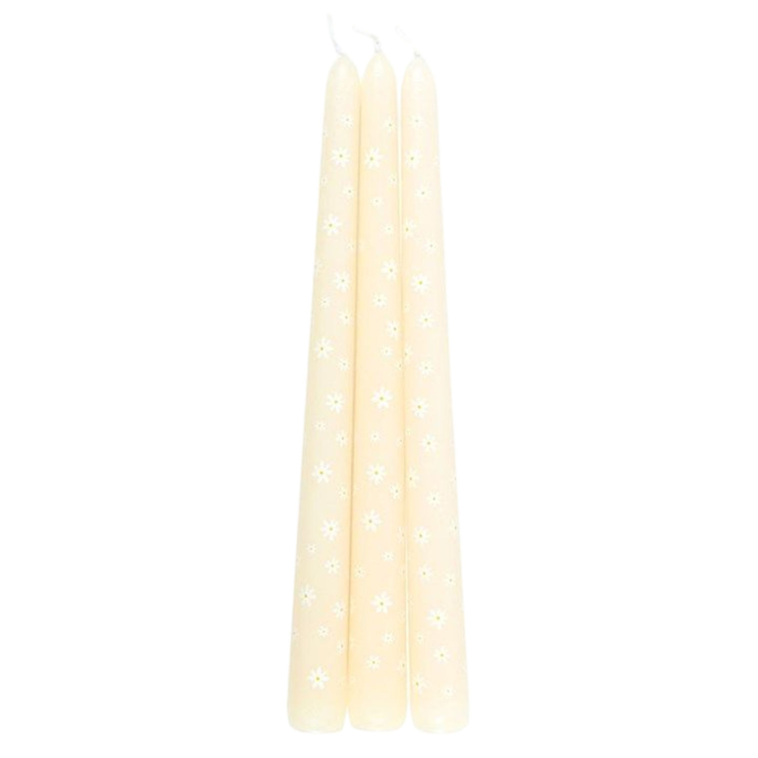 Something Different Carrot Patch Daisy Taper Candle (Pack Of 3) - White/Yellow