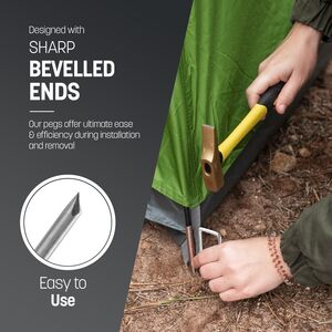Keplin U-Shaped Garden Pegs Set, 50 Pegs, 50 Washers & 1 Pick Hook (101 Pack)