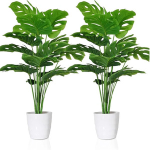 2Pcs Artificial Monstera Potted Plant Decor