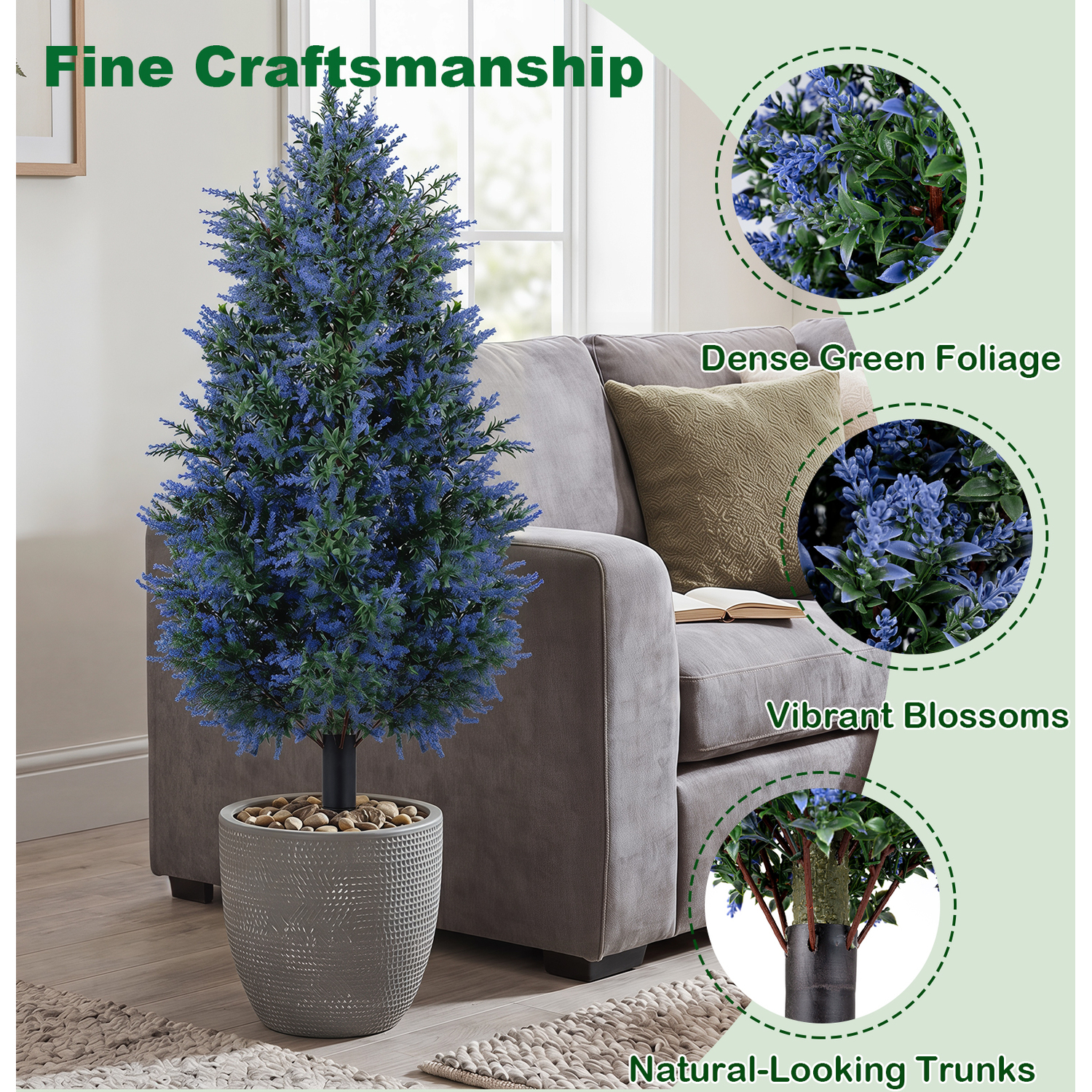 Costway Set Of 2 Artificial Lavender Topiary Trees