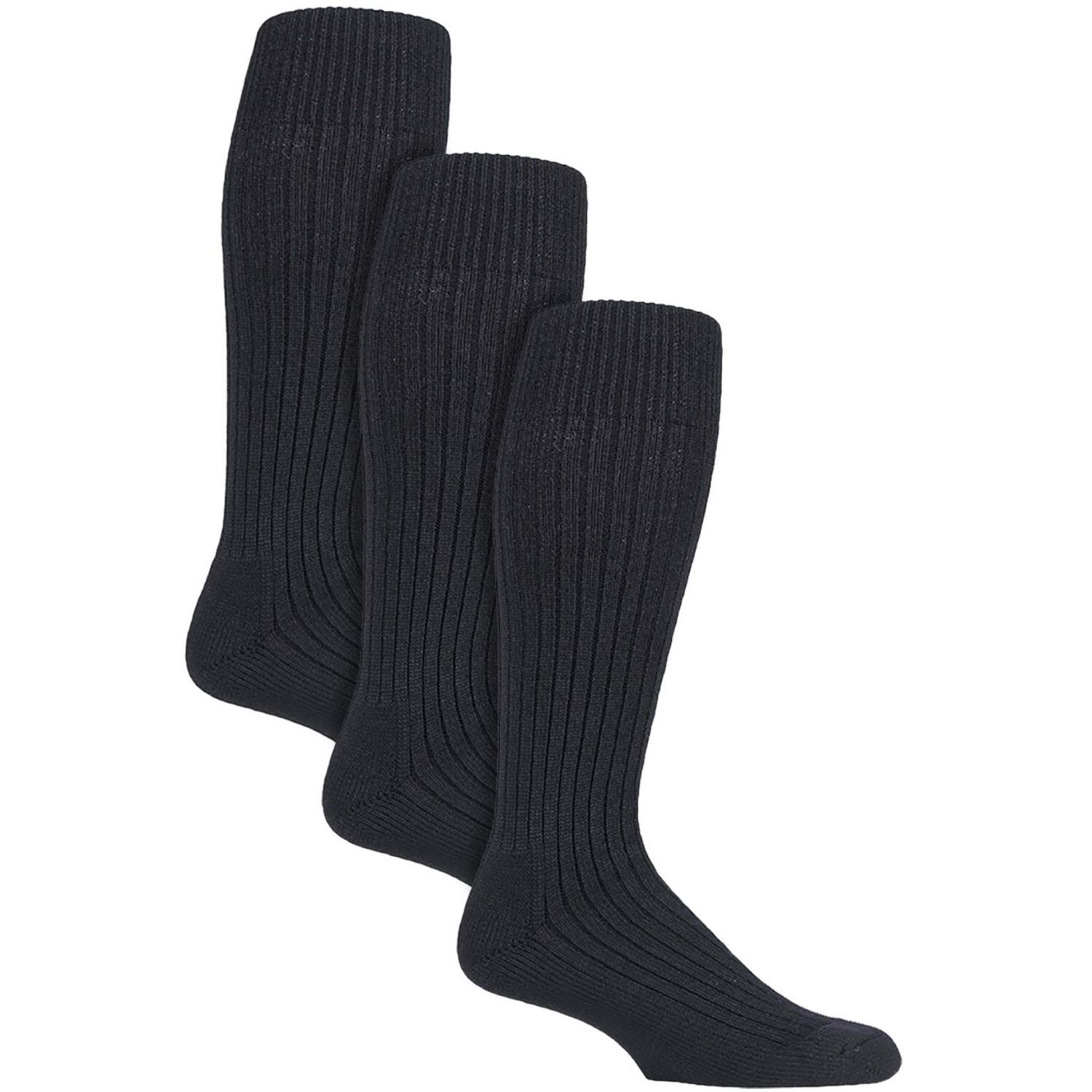 Country Pursuit Men's 3 Pack Long Knee High Military Action Socks in Black | Size: 6-11