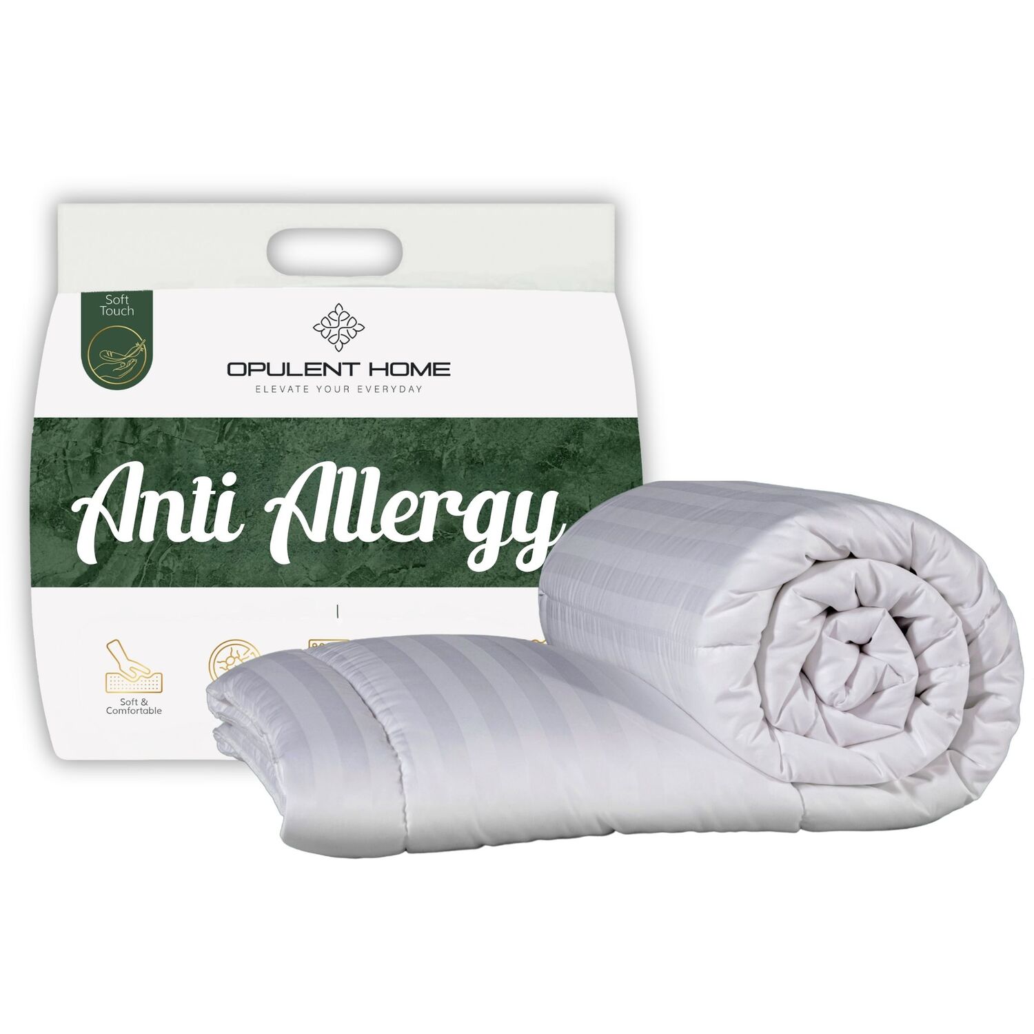 Opulent Home Striped Microfibre 4.5 Tog Summer Duvet - Lightweight Breathable Anti-Allergy Quilt - Made In Uk - Single
