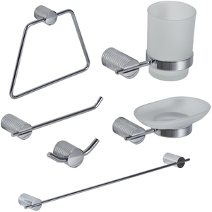 Showerdrape Vitality Chrome Stainless Steel Wall Mounted 6 Piece Bathroom Accessory Set