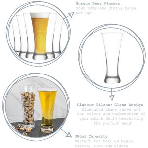 Sorgum Pilsner Beer Glasses - 380ml - Clear - Pack of 12
