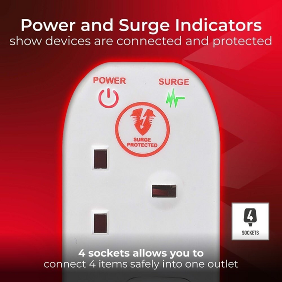 1 x Masterplug 4 Socket Surge Protected Extension Lead