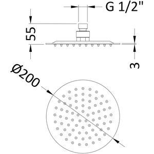 Round Fixed Head, 200mm - Brushed Brass