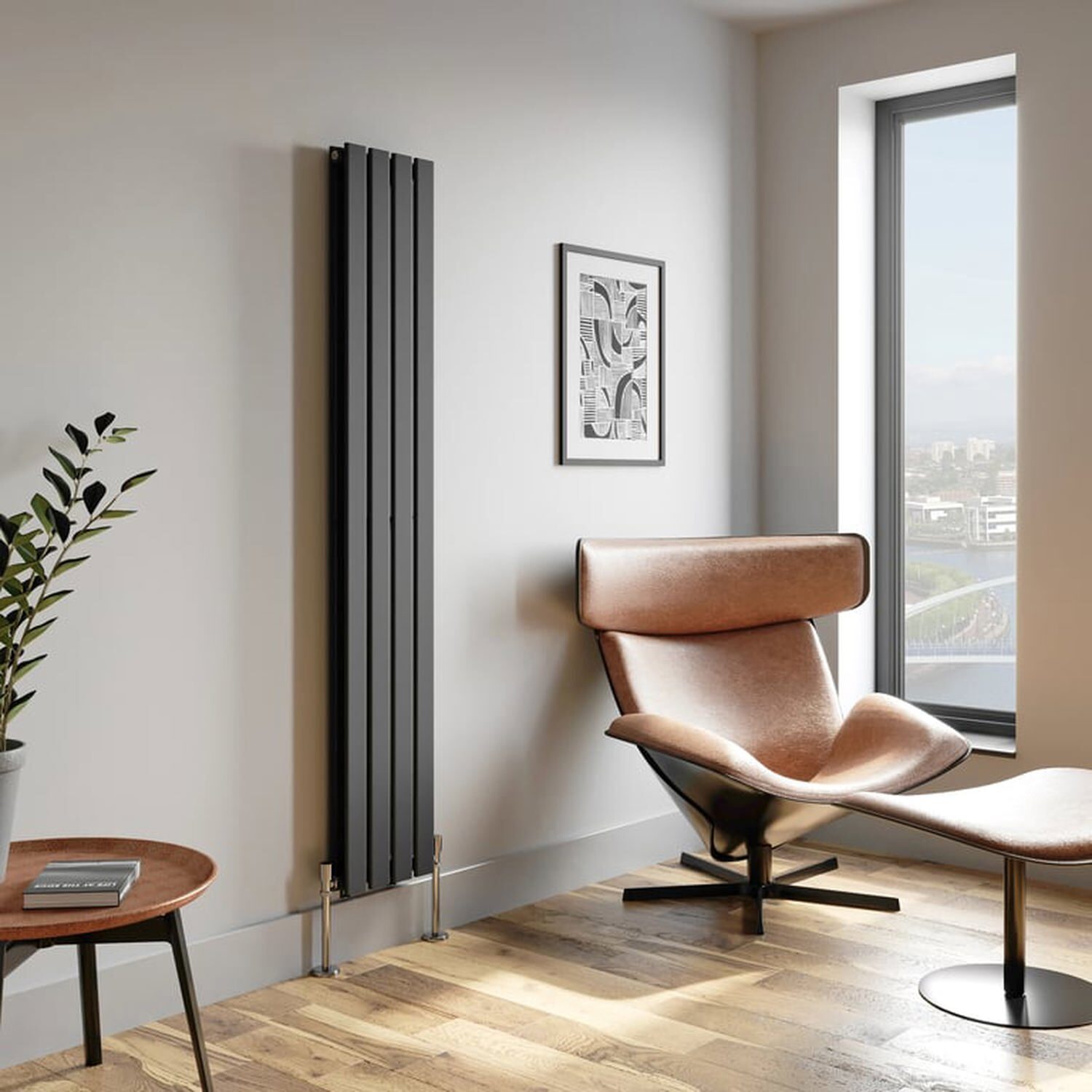 Temprazo Horizontal Double Flat Panel Designer Radiator - 600 X 1060Mm Anthracite - Grey / 300Mm / 1800Mm