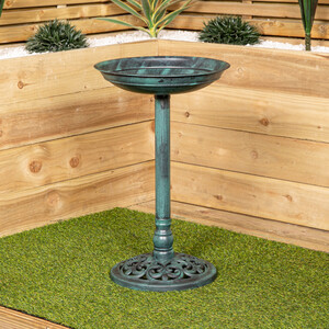 Green Bronze Effect Garden Twin Bird Bath with Bird Sculptures shot 16981444