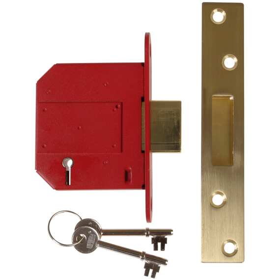 Union StrongBOLT 2105S 5-lever mortice deadlock polished brass 81mm 57mm backset
