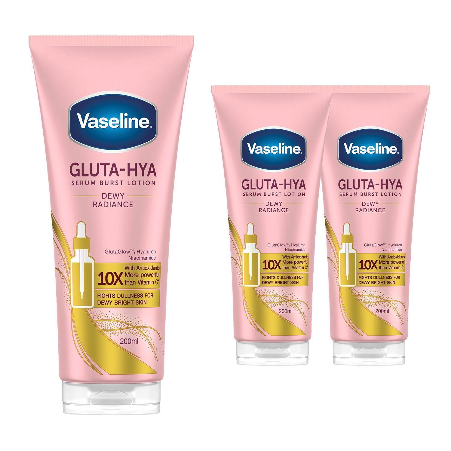 Vaseline Unisex White Body Lotion Gluta-Hya Dewy Radiance Serum Burst Skin Care 200Ml, 3 Pk In - Image 10