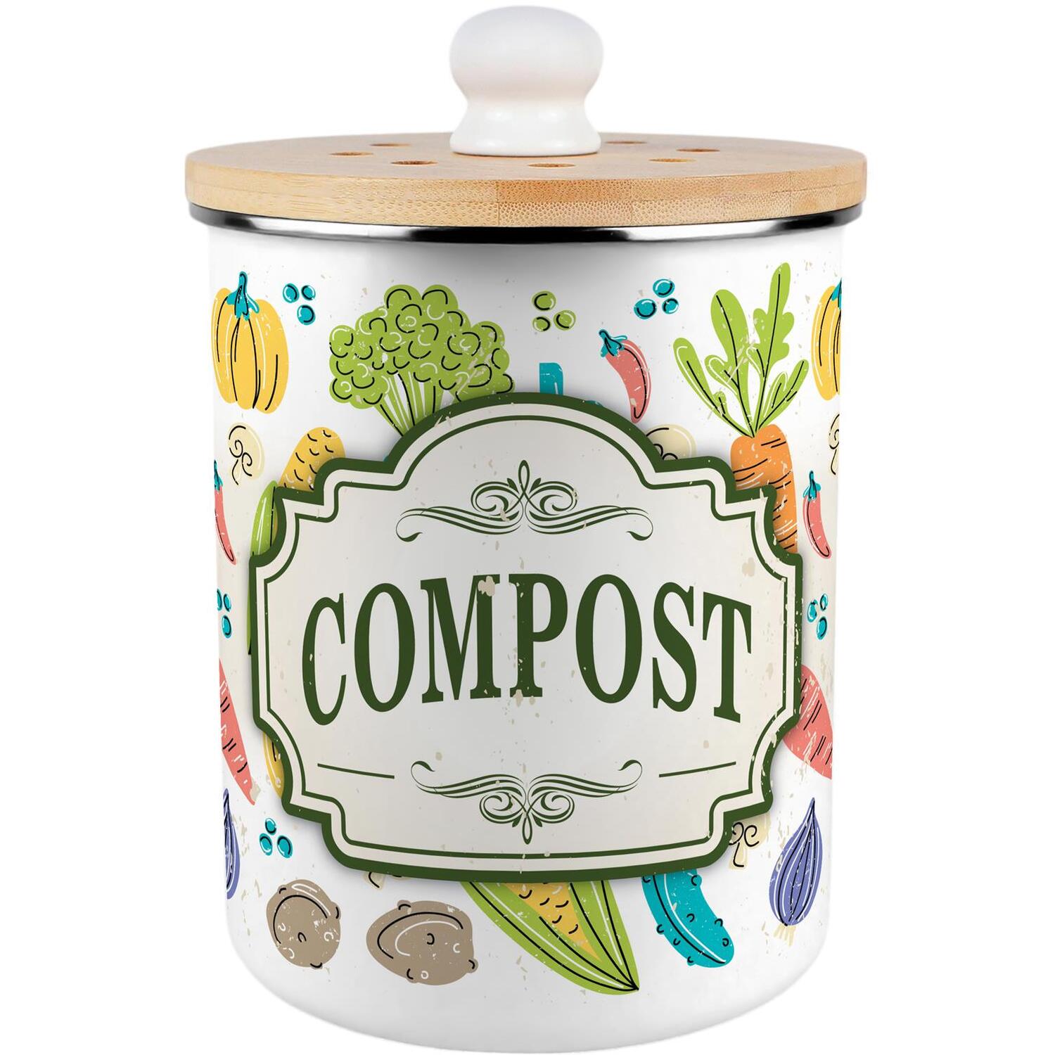 B&Q -  Vintage Allotment Labelled Compost CaddyEnamel 2L Kitchen Food Bin - Image 4