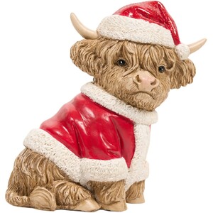 Christmas Highland Cow with Hat Ornament