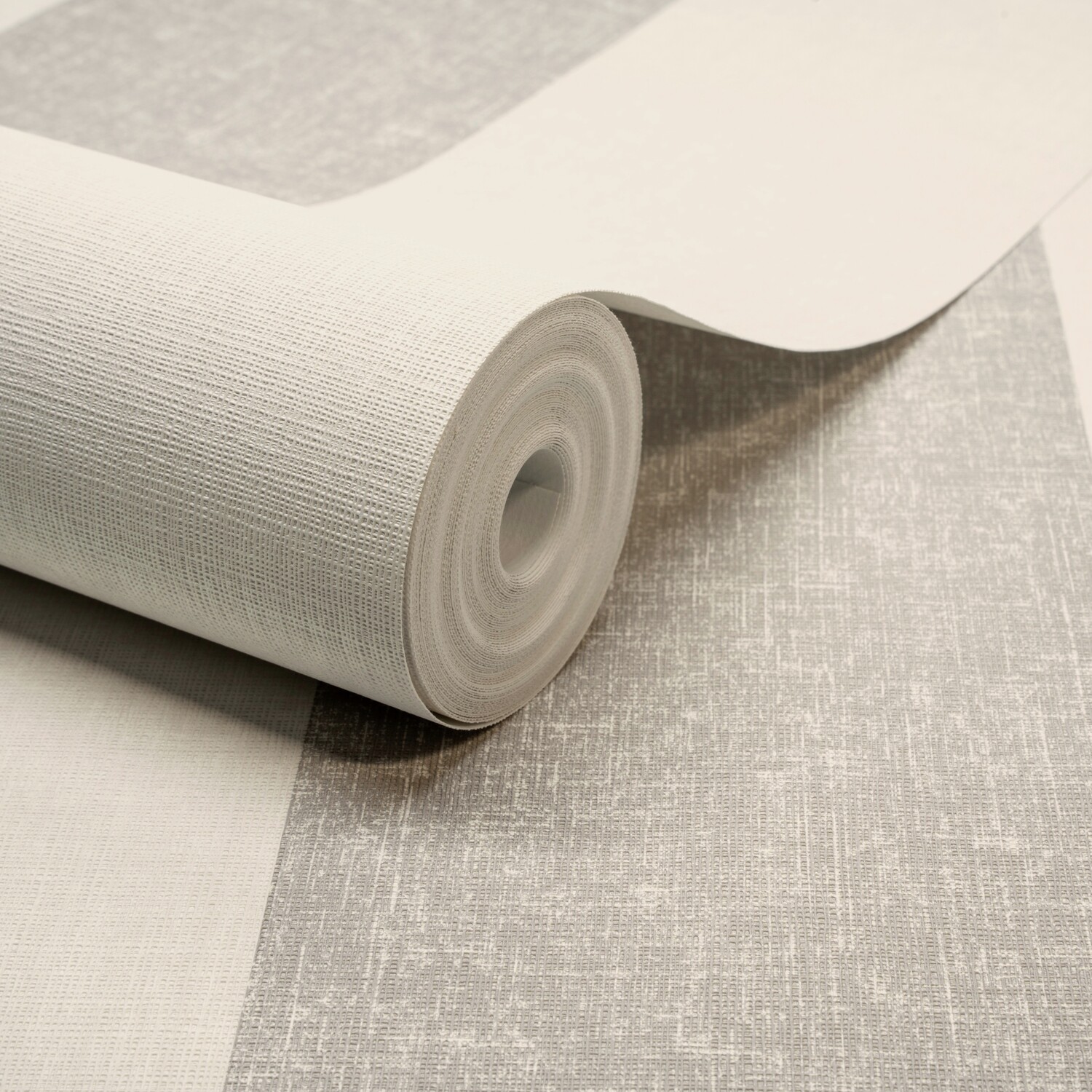 B&Q -  Margritte Distressed Textured Wide Stripe WallpaperTaupe - Image 3