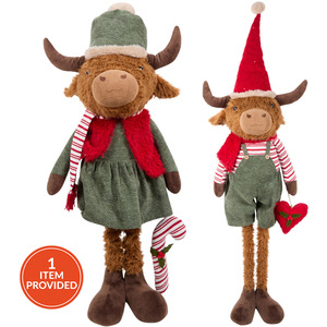 Festive Extendable Highland Cow Decoration