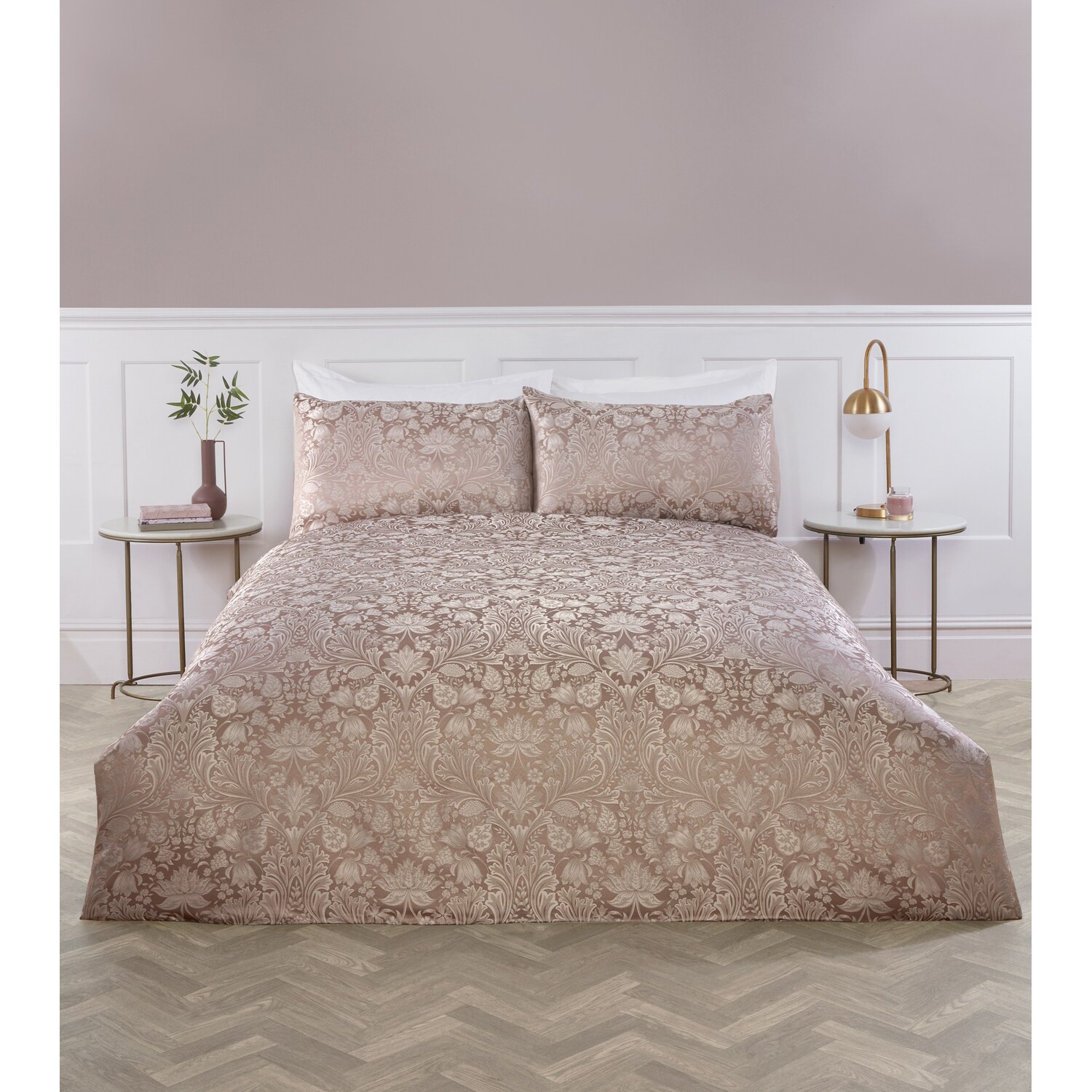 Rapport Home Damask Rose Luxury Duvet Cover Set with Pillowcase | Size: Double