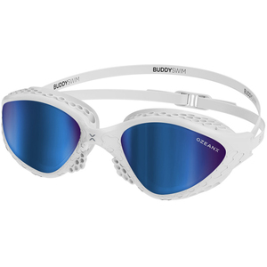 OzeanX Swim Goggles White/Blue Mirror