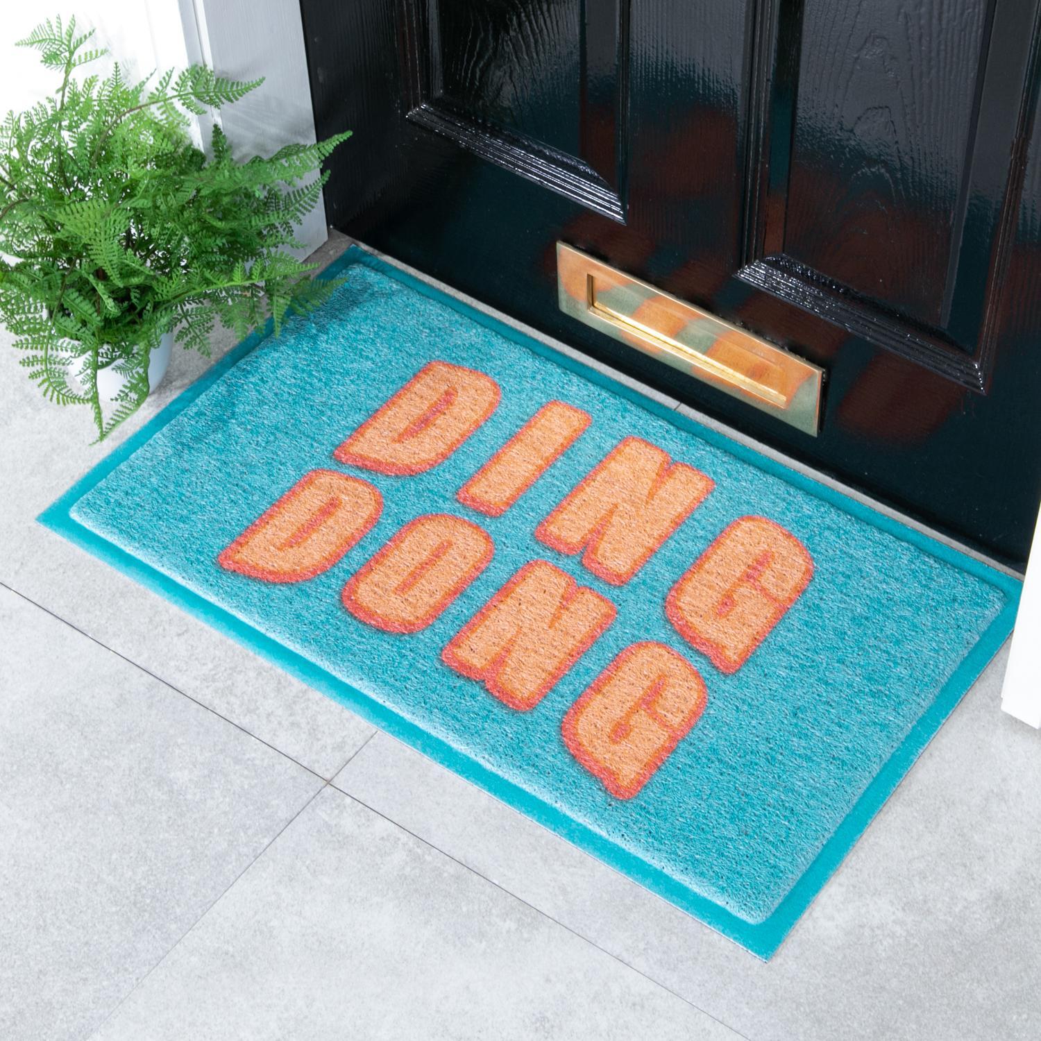 Artsy Doormats Blue Ding Dong Doormat 70 X 40Cm - Recycled PVC, Indoor/Outdoor, Machine Washable - Image 2