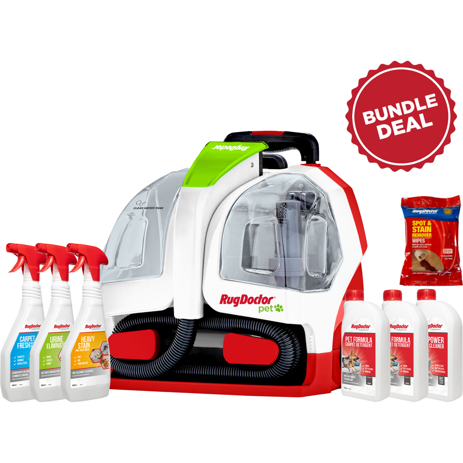Rug Doctor Pet Portable Spot Cleaner Multi-Purpose Bundle - Red