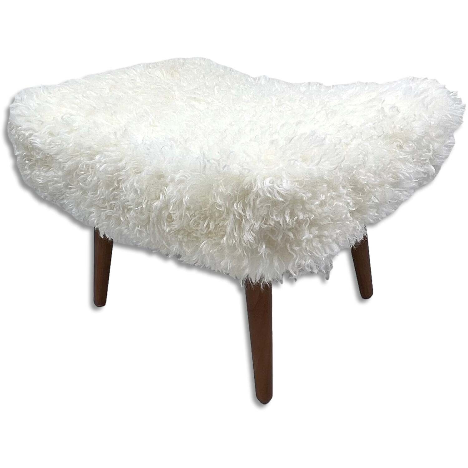 Native Natural Shearling Sheepskin Footstool - Natural