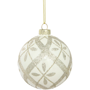 Ivory Glitter Design Bauble