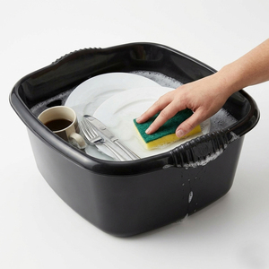 2 x Black Rectangular 12 Litre Washing Up Bowl