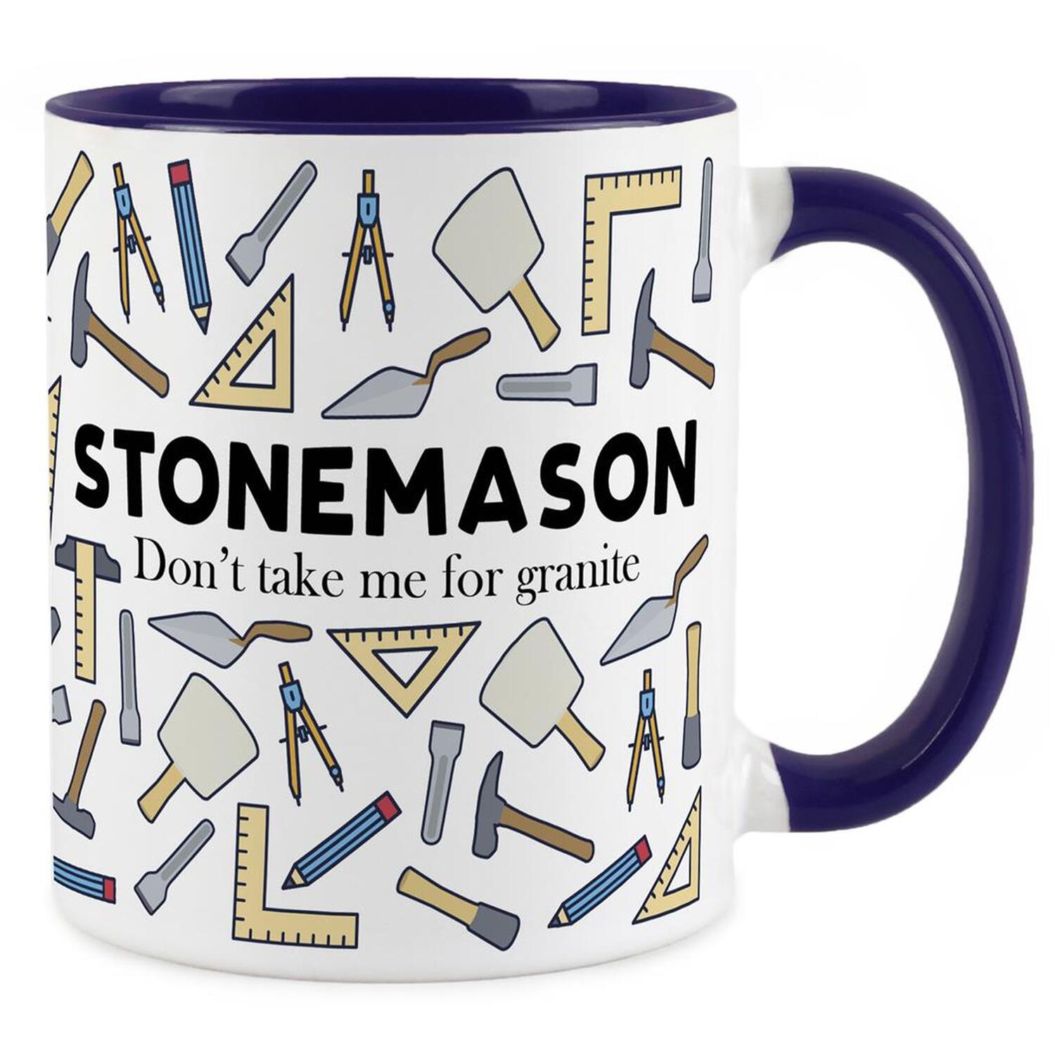 B&Q - Stonemason MugHumorous Masonry Tradesman Novelty GiftsTea/coffee Hot Drinks Navy Blue Ceramic Cup Present - Image 2
