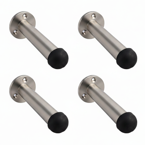 Straight Projection Door Stop - 76mm, Satin Chrome, Pack of 4
