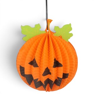 Orange Paper Honeycomb Pumpkin Halloween Decoration