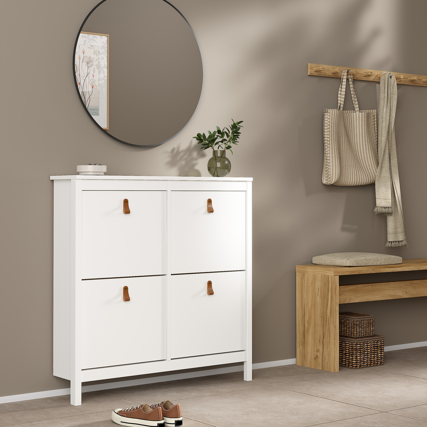 B&Q - Barcelona Shoe Cabinet 4 Compartments In White - Image 3