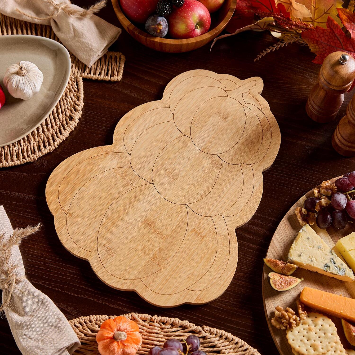 Image of OHS Pumpkin Stack Bamboo Serving Board&hellip;