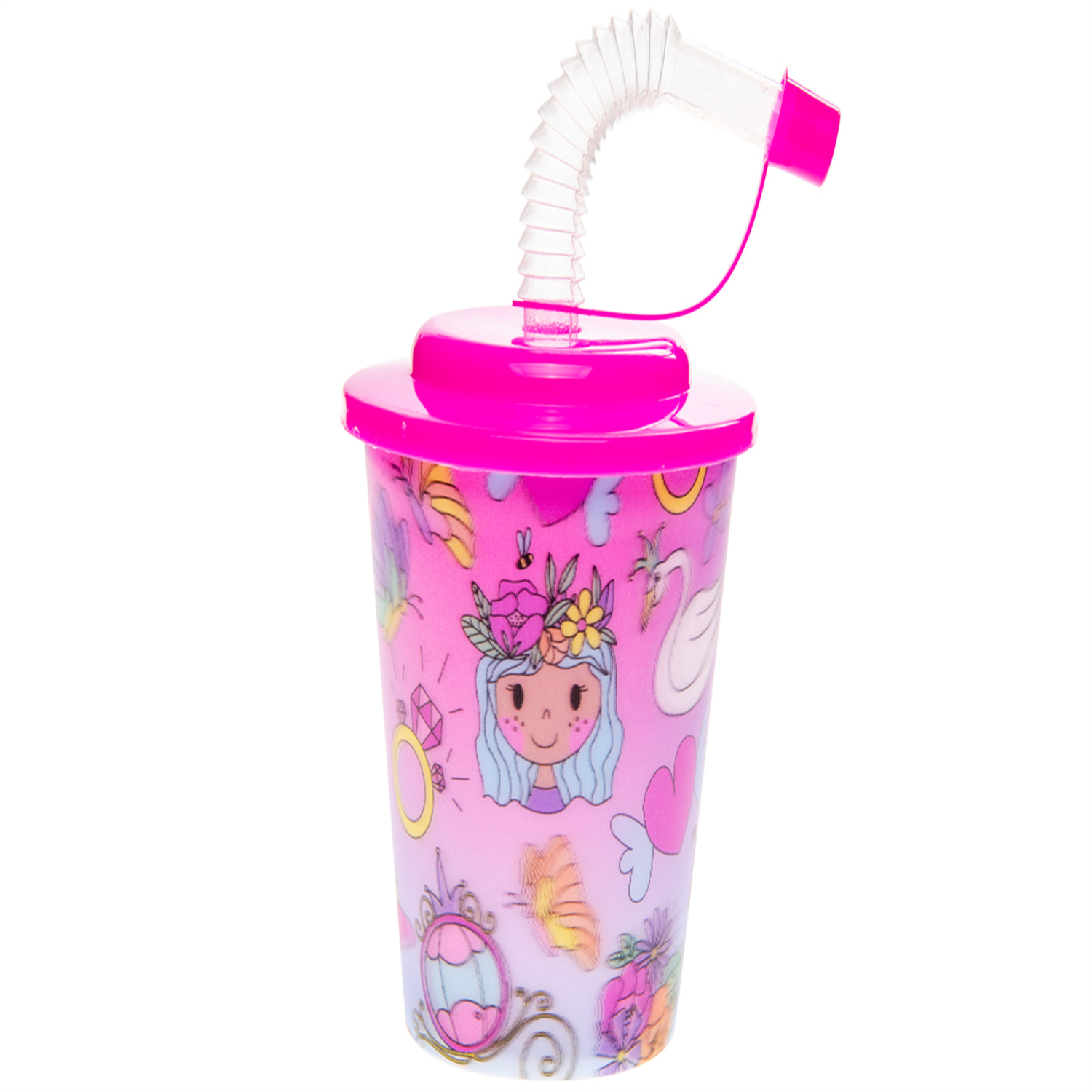  - Pack Of 12 Princess Theme 3D Cup With Straw And Lid- Theme Party Bag Filller Gifts - Image 3