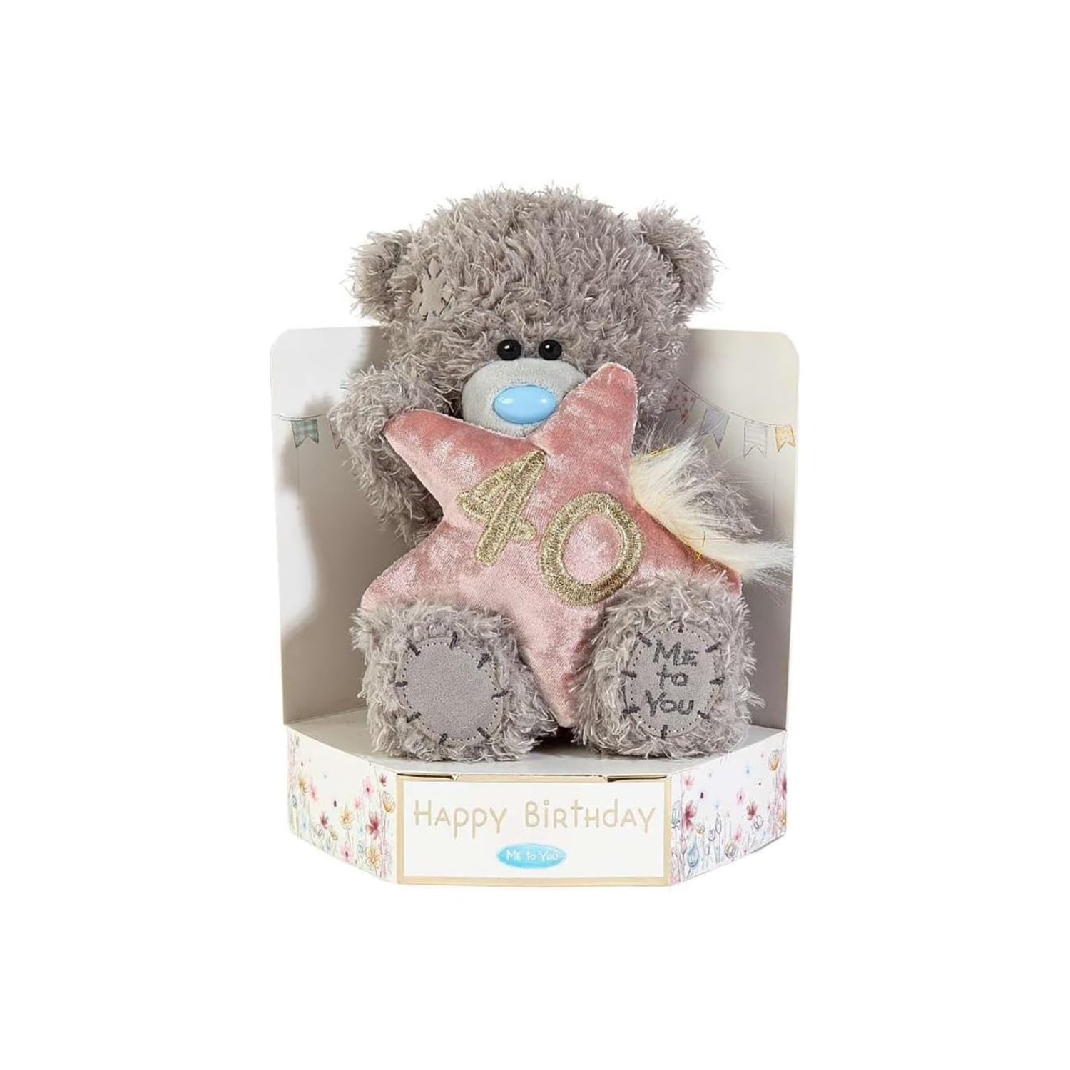 Me To You Tatty Teddy Plush 15cm-High 40th Birthday Bear On Luxury Gift Plinth - Official Collection, Grey - Image 6