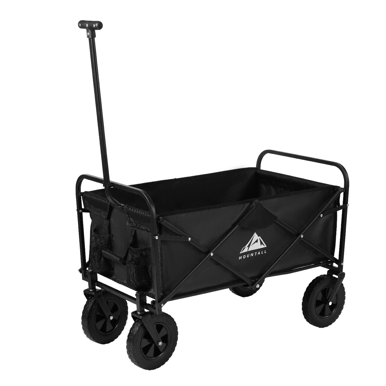 Mountall Unisex Black Heavy Duty Folding Wagon Cart Collapsible Outdoor Garden Trolley - Image 2