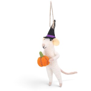 Sass & Belle Felt Witch Mouse with Pumpkin Halloween Decoration