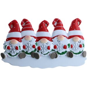 Personalised Christmas Gnome Family Decoration 5 Faces